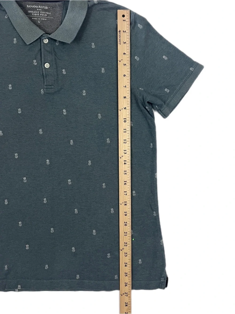 Banana Republic Men's L Organic Cotton Pique Polo Pineapple Motif